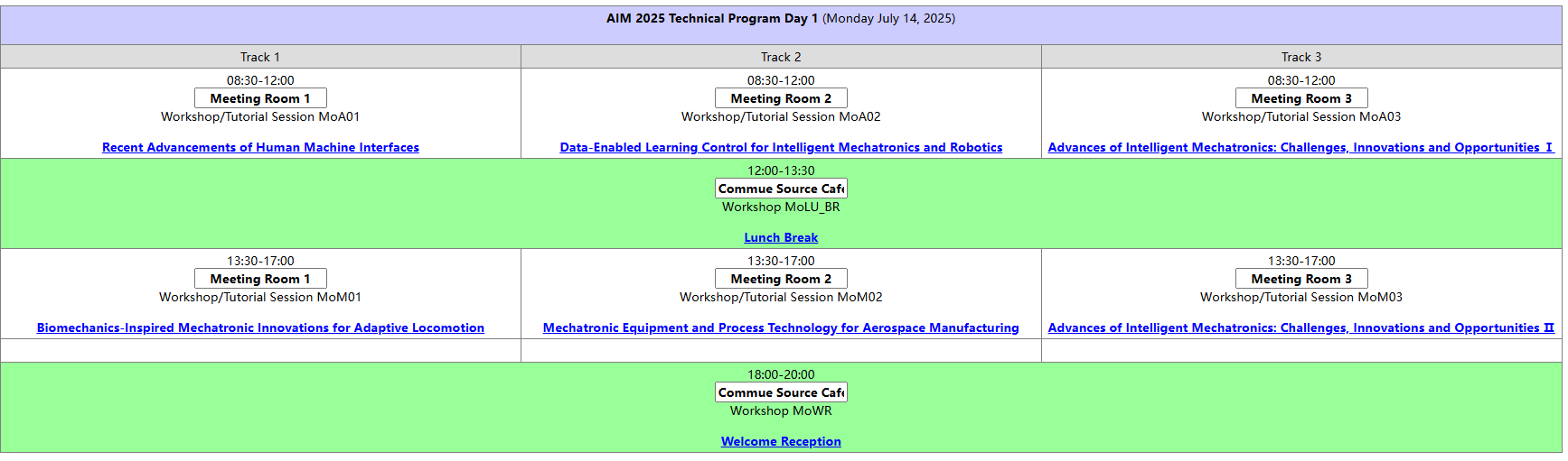 Room Assignments for AIM 2025