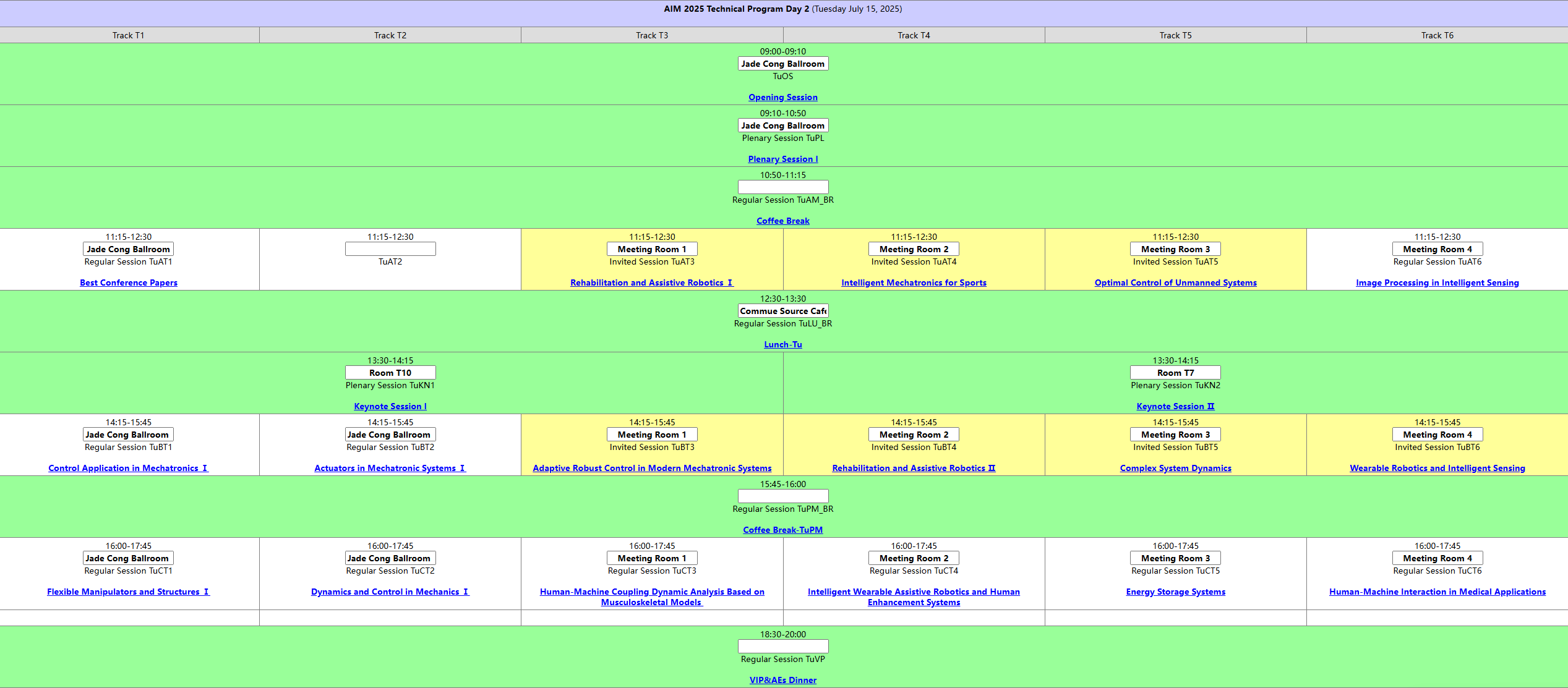Room Assignments for AIM 2025