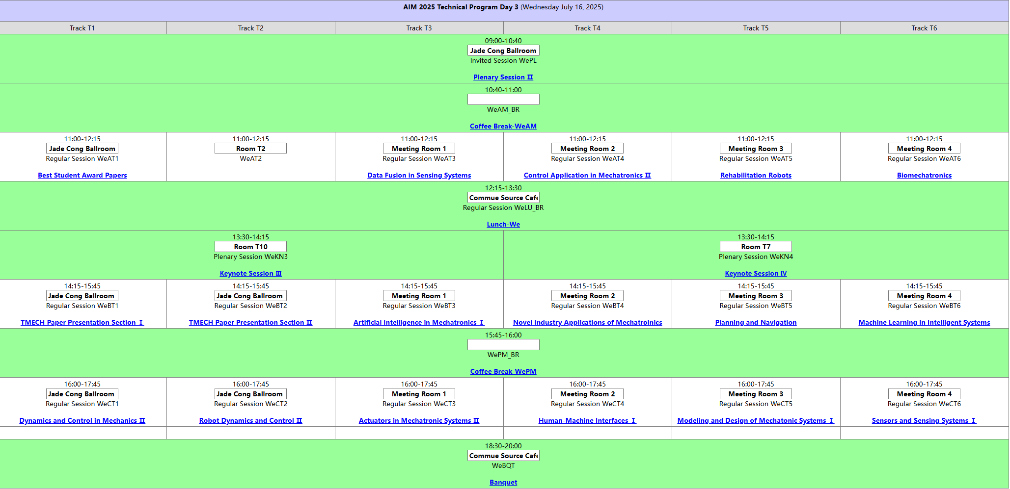 Room Assignments for AIM 2025