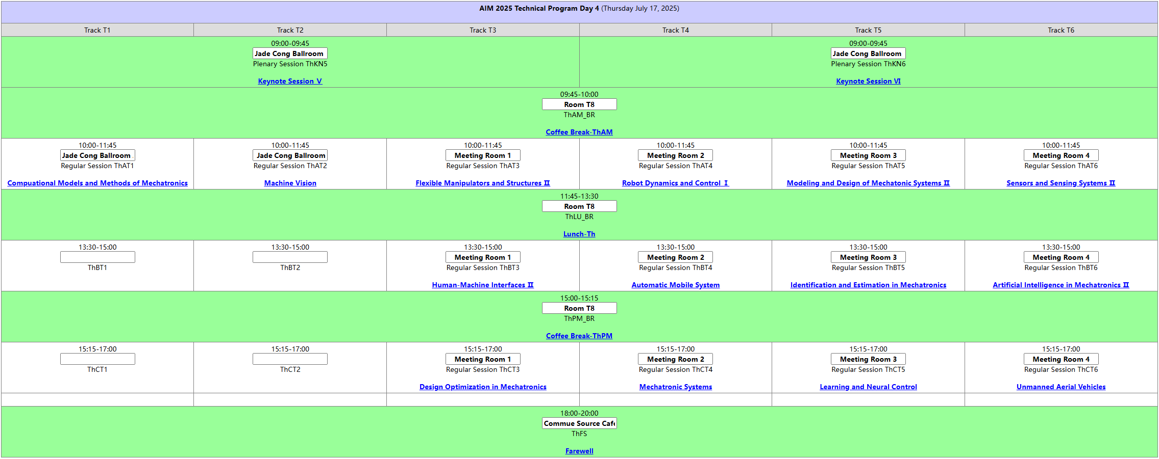 Room Assignments for AIM 2025